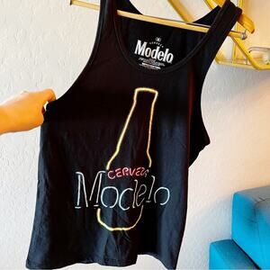 Ripple Junction Modelo Cerveza Neon sign graphic tank top mens size medium M